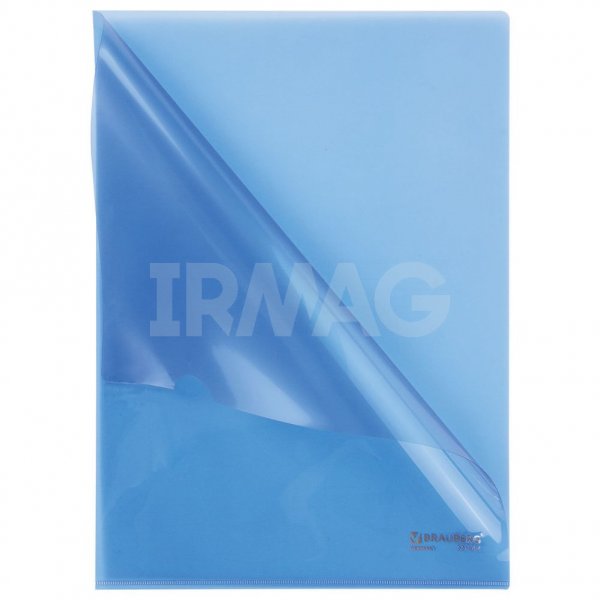 Папка-уголок Brauberg Extra пластиковая жесткая Синяя А4 - Синяя