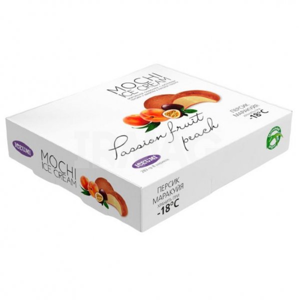 Мороженое Iceumi Mochi Ice Cream сливочное в рисовой глазури с кусочками персика и маракуйи (35 г х 8 шт)