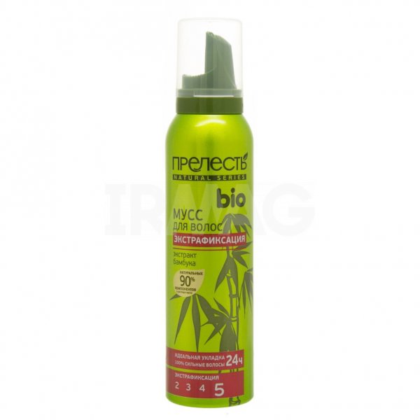 Мусс для волос Прелесть Био Экстракт бамбука №5 экстра фиксация (160 мл)