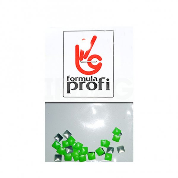 Стразы для дизайна ногтей Формула Профи металлические (30 шт) - Квадрат, зеленый неон