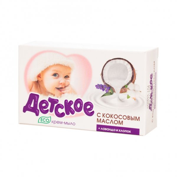 Крем-мыло туалетное Весна Детское с кокосовым маслом, лаванда и хлопок (90 г)