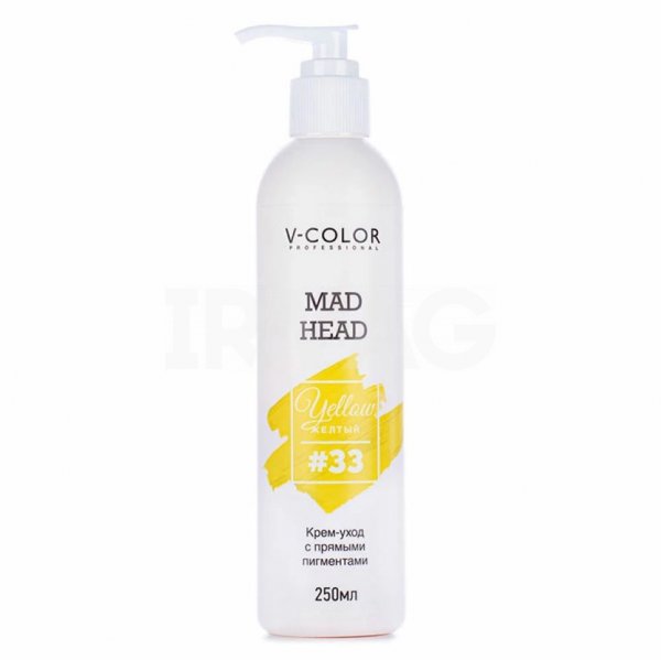 Крем-уход для волос V-Color Professional Mad Head с прямыми пигментами (250 мл) - 33 Желтый