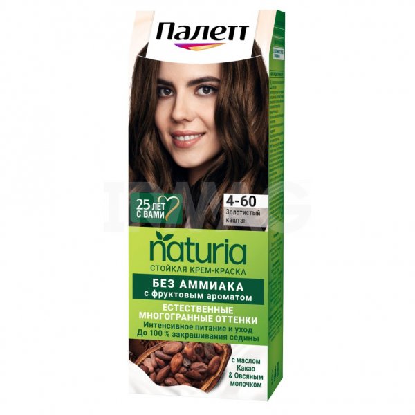 Крем-краска для волос Палетт Naturia, без аммиака (50 мл) - 4-60 Золотистый каштан