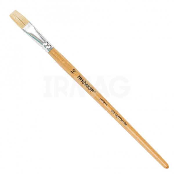 Кисть Пифагор щетина № 10 плоская деревянная лакированная ручка