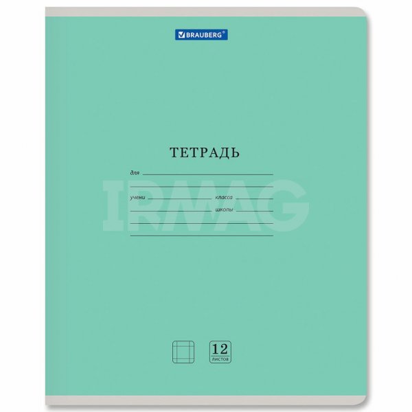 Тетрадь в клетку Brauberg Классика Зеленая крупная клетка (12 л.)