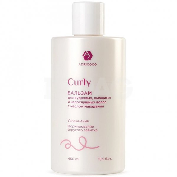 Бальзам для волос Adricoco Curly для кудрявых, вьющихся и непослушных волос с маслом макадамии (460 мл)