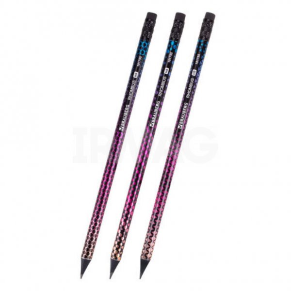 Карандаш чернографитный Brauberg Rhombus с ластиком НВ