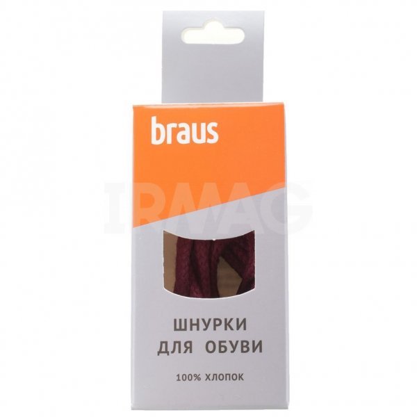 Шнурки для обуви Braus толстые с пропиткой (120 см) - бордовые