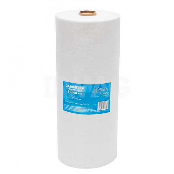 Салфетка одноразовая White Line 30 х 40 см Белая, рулон (100 шт)