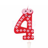 Свеча-цифра для торта Золотая сказка с глазками и держателем (6 см)