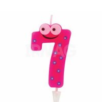 Свеча-цифра для торта Золотая сказка с глазками и держателем (6 см)