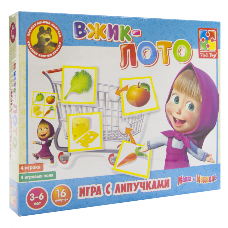 Игра с липучками Vladi Toys Маша и Медведь Вжик Лото от 3 лет - IRMAG.RU