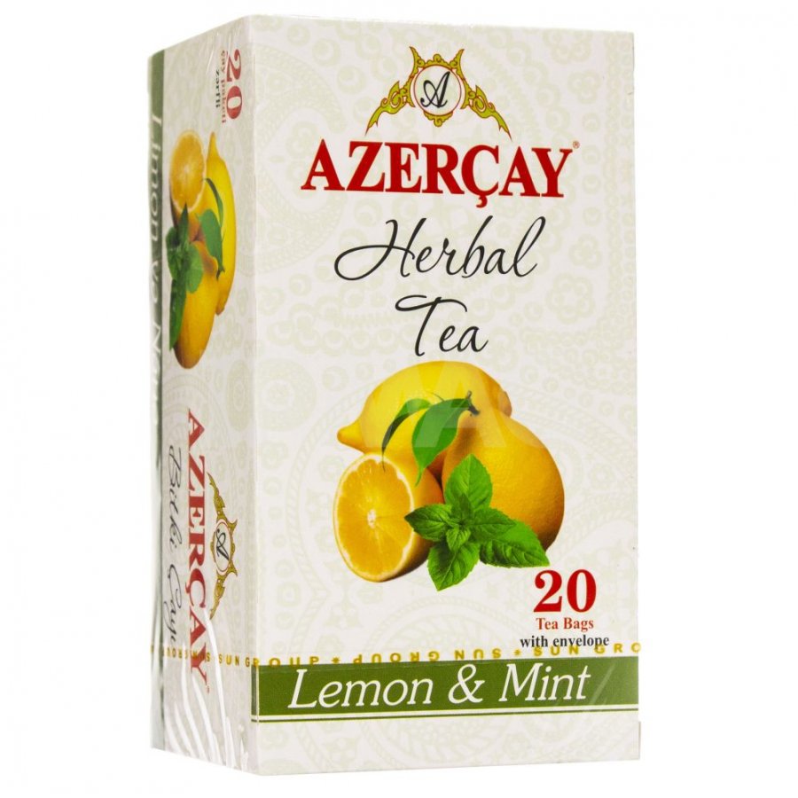Сайт ирмаг иркутск. "Azercay", чай травяной "лимон и мята" 20 пак. 1/2. Азерчай с лимоном.