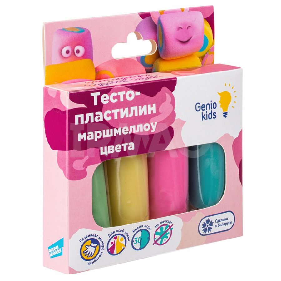 Набор для лепки Genio Kids Тесто-пластилин Маршмеллоу (4 цв.) - IRMAG.RU