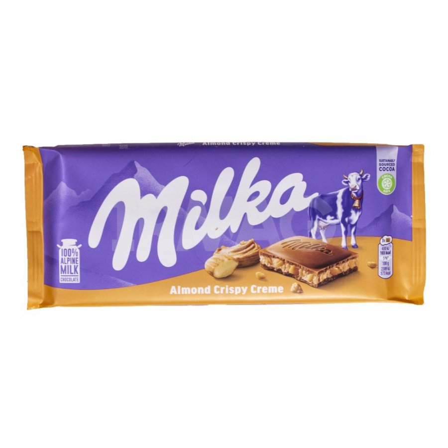 Шоколад молочный Milka с Хрустящей Миндальной начинкой (90 г) - IRMAG.RU