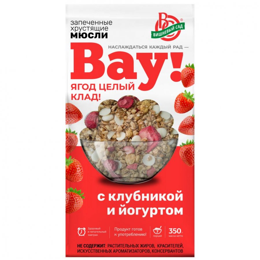 Мюсли Вау Запеченные с Клубникой и Йогуртом (350 г)