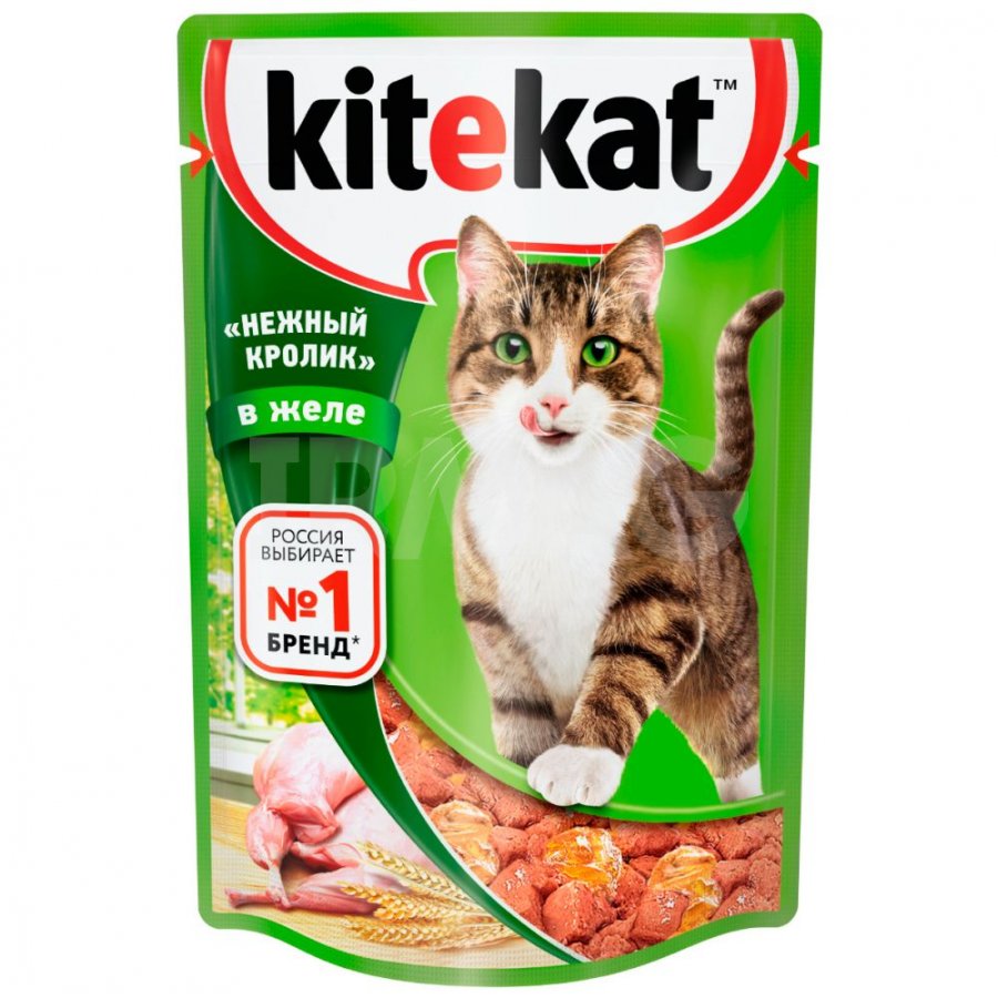 Корм влажный для кошек Kitekat с Кроликом в желе, пауч (85 г) - IRMAG.RU