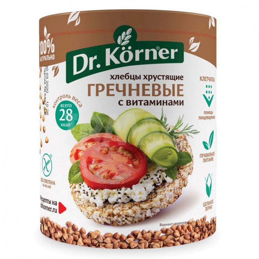 Хлебцы гречневые Dr.Korner с витаминами (100 г) - IRMAG.RU