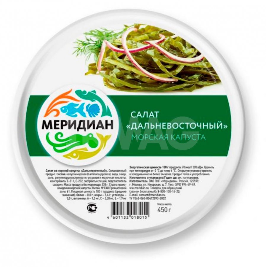 Салат из морской капусты Меридиан Дальневосточный, (450 г) - IRMAG.RU