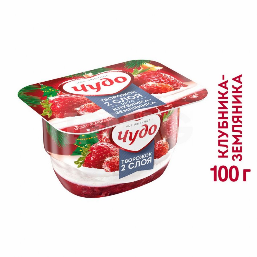 Десерт творожный Чудо воздушный Клубника-земляника 4% (100 г)