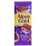 Шоколад молочный Alpen Gold Черника с йогуртом (85 г)