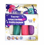 Набор для лепки Genio Kids Тесто-пластилин с блестками (4 цв.)
