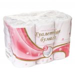 Туалетная бумага 3 слоя Белая (12 шт)