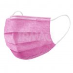 Маска защитная косметологическая 3-х слойная Розовая (50 шт)