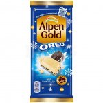 Шоколад Alpen Gold Два Шоколада с начинкой со вкусом ванили и кусочками печенья Орео (90 г)
