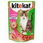 Корм влажный для кошек Kitekat с Ягненком в соусе, пауч (85 г)
