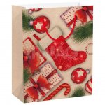 Пакет новогодний Золотая сказка Christmas Kraft (17,8 х 9,8 х 22,9 см)