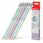 Карандаш чернографитный Erich Krause Pastel трехгранный с ластиком HB