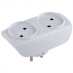 Разветвитель Эра Тройник 2 гнезда, без заземления Белый