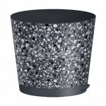 Горшок для цветов IDIland Stone Flower прикорневой полив с декором, серый (500 мл)