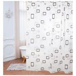 Штора для ванной Рыжий кот PEVA квадраты полиэстер (180 х 180 см)