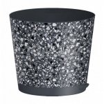 Горшок для цветов IDIland Stone Flower прикорневой полив с декором, серый (750 мл)