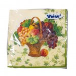 Салфетки бумажные Veiro трехслойные 33 х 33 см Корзина с фруктами (20 шт,)
