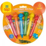 Мелки цветные Мульти-Пульти пластиковые Зоопарк (6 цв.)