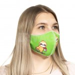 Маска БрендБук Детская многоразовая гигиеническая из неопрена Зеленая Ленивец (1 шт)