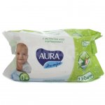 Влажные салфетки Aura Детские Ultra Comfort Экстракт Алоэ и витамин Е (120 шт)