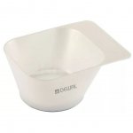 Чаша для окрашивания Dewal JPP151L квадратная с ручкой, с резинкой, белая (300 мл)