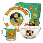 Набор посуды ND Play Чебурашка стекло в подарочной упаковке 3 предмета