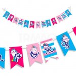 Гирлянда бумажная Поиск Единороги Пончики С днем рождения (200 см)