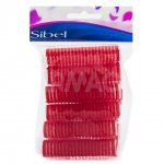 Бигуди-липучки Sibel 4121049 красные, 13 мм (12 шт)