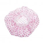 Шапочка для душа Dewal Beauty DBH1 с кружевом, белая с розовыми цветами