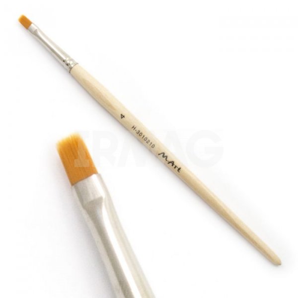 Кисть для наращивания ногтей M.Art из синтетики №4 Плоская