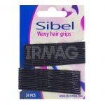 Невидимки для волос Sibel волнистые, черные 70 мм (24 шт)