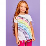 Футболка для девочек Juno SS21GJ524 Sweet Rainbow белый