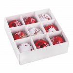 Елочные шары Золотая сказка Русская зима пластик красный белый 8 см (9 шт)